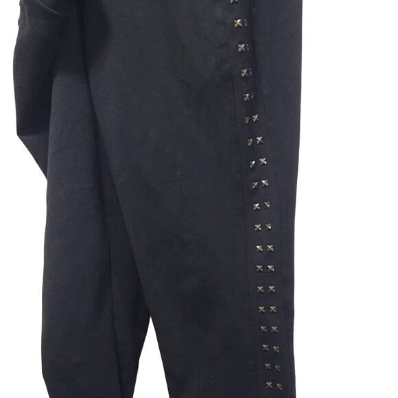 Lane Bryant Women's Black Gold Studded Down Sides Pull-on Hi-Rise Stretch Pants - Picture 4 of 6